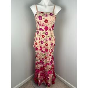 TLC Say Yes Pink 3D Embroidered Floral Applique Formal Prom Gown 6